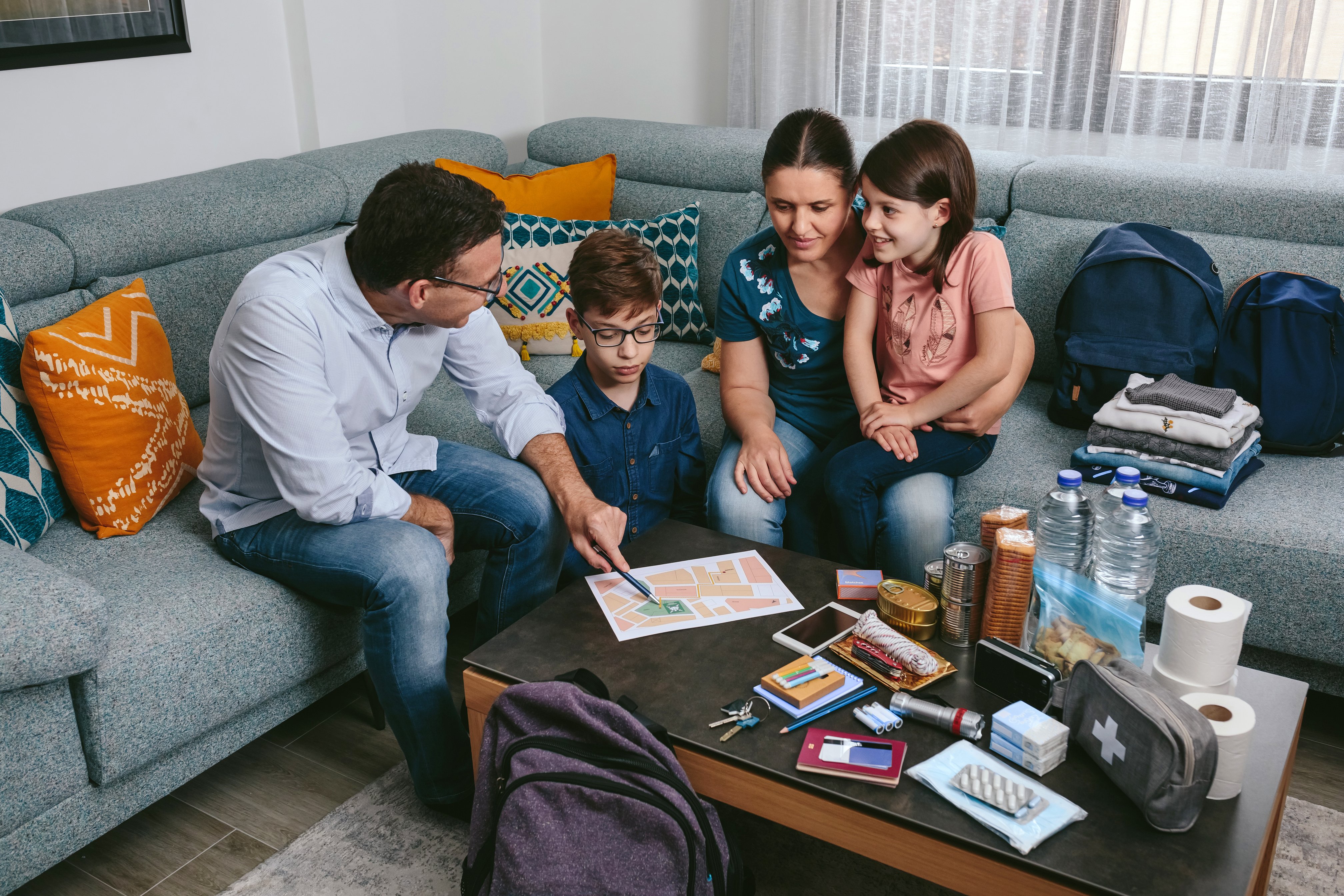 Family Preparing for Emergency