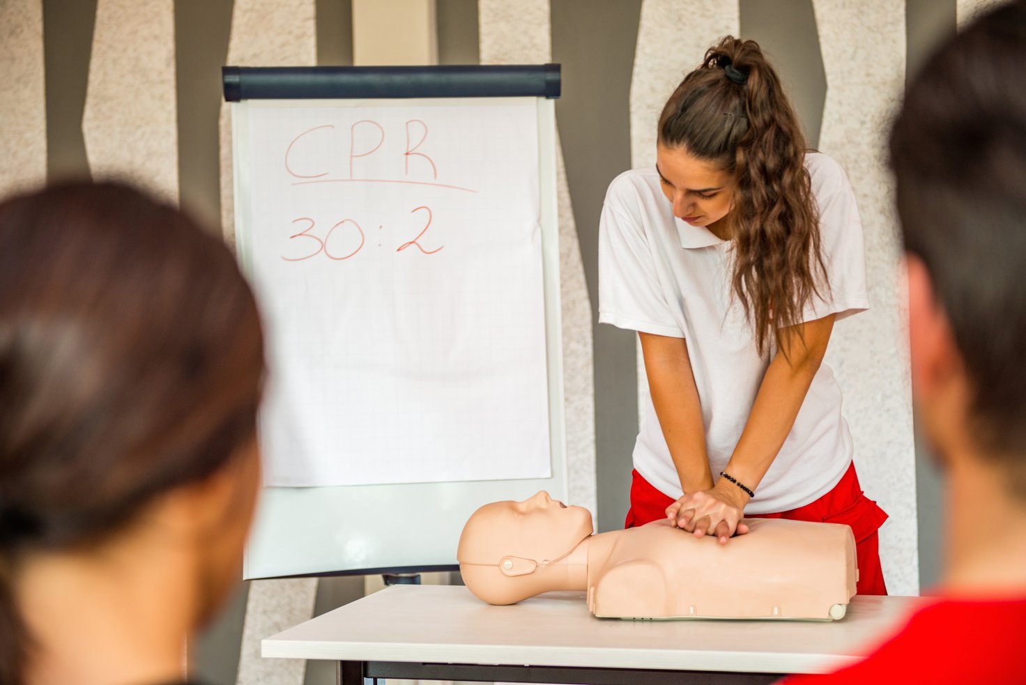 Instructor Demonstrates Cpr To Medical Students